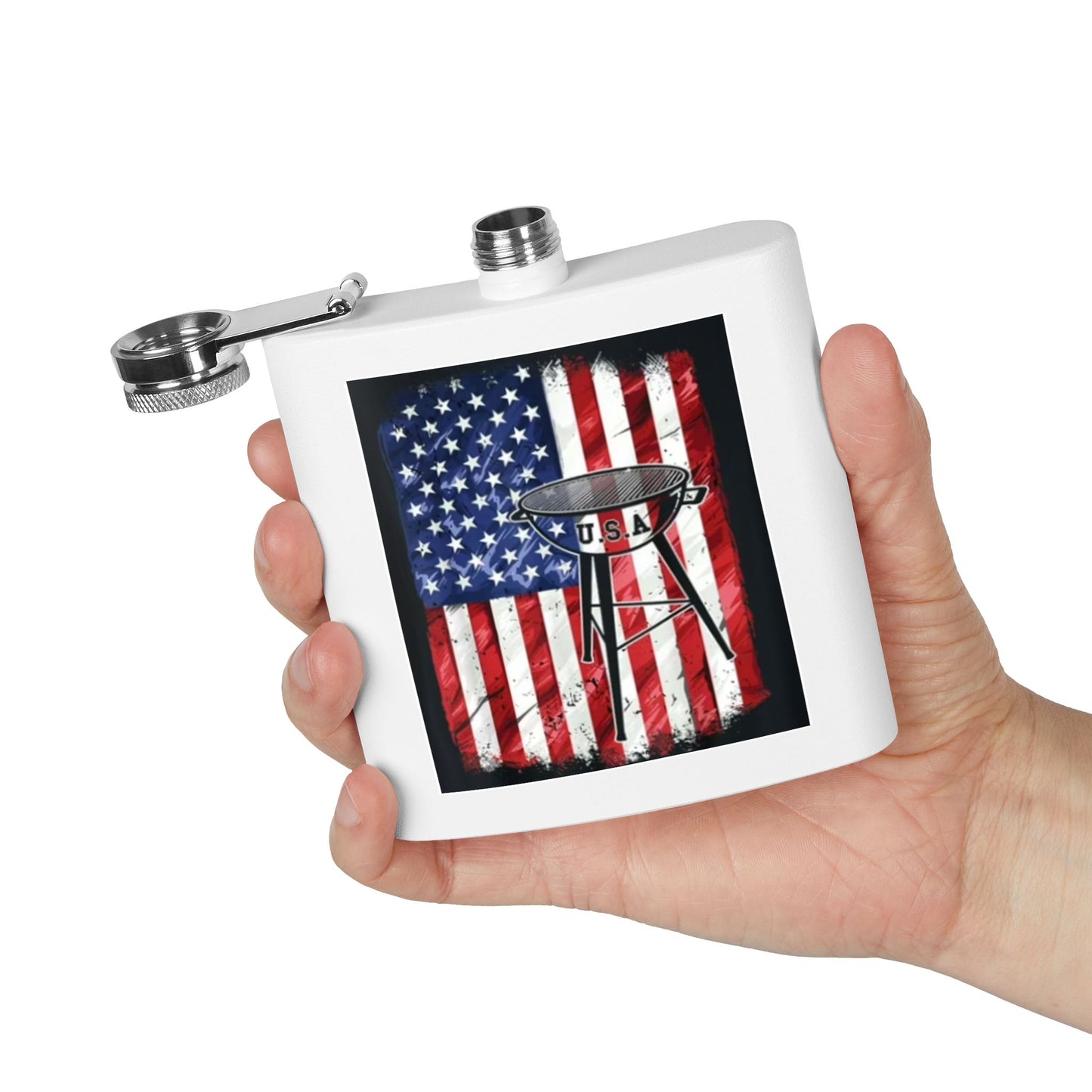 “USA Grill” Stainless Steel Flask – 6 oz