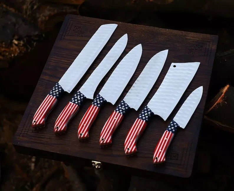 Custom Handmade j2 Steel Chef Set Of 6 pcs Kitchen Knives Set dreamcheftools