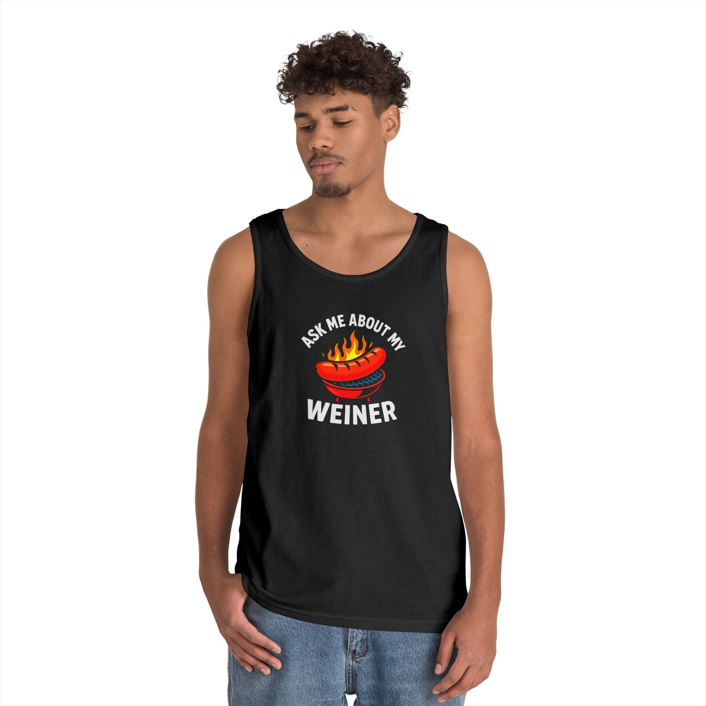 "Ask Me About My Weiner" Unisex Tank Top