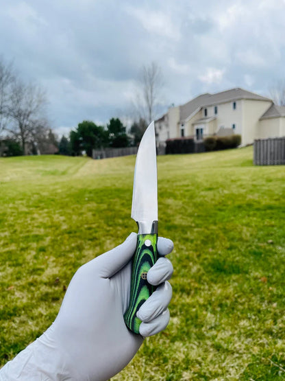 Custom Handmade J2 Steel 5-Piece Kitchen Knife Set with G10 Handle and Steel Bolster - Premium Chef Knives with Leather Roll Kit