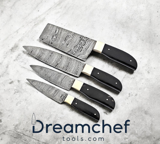 Best Damascus Knife Set – 13” Handmade Chef Knife with Resin Handle & Leather Sheath