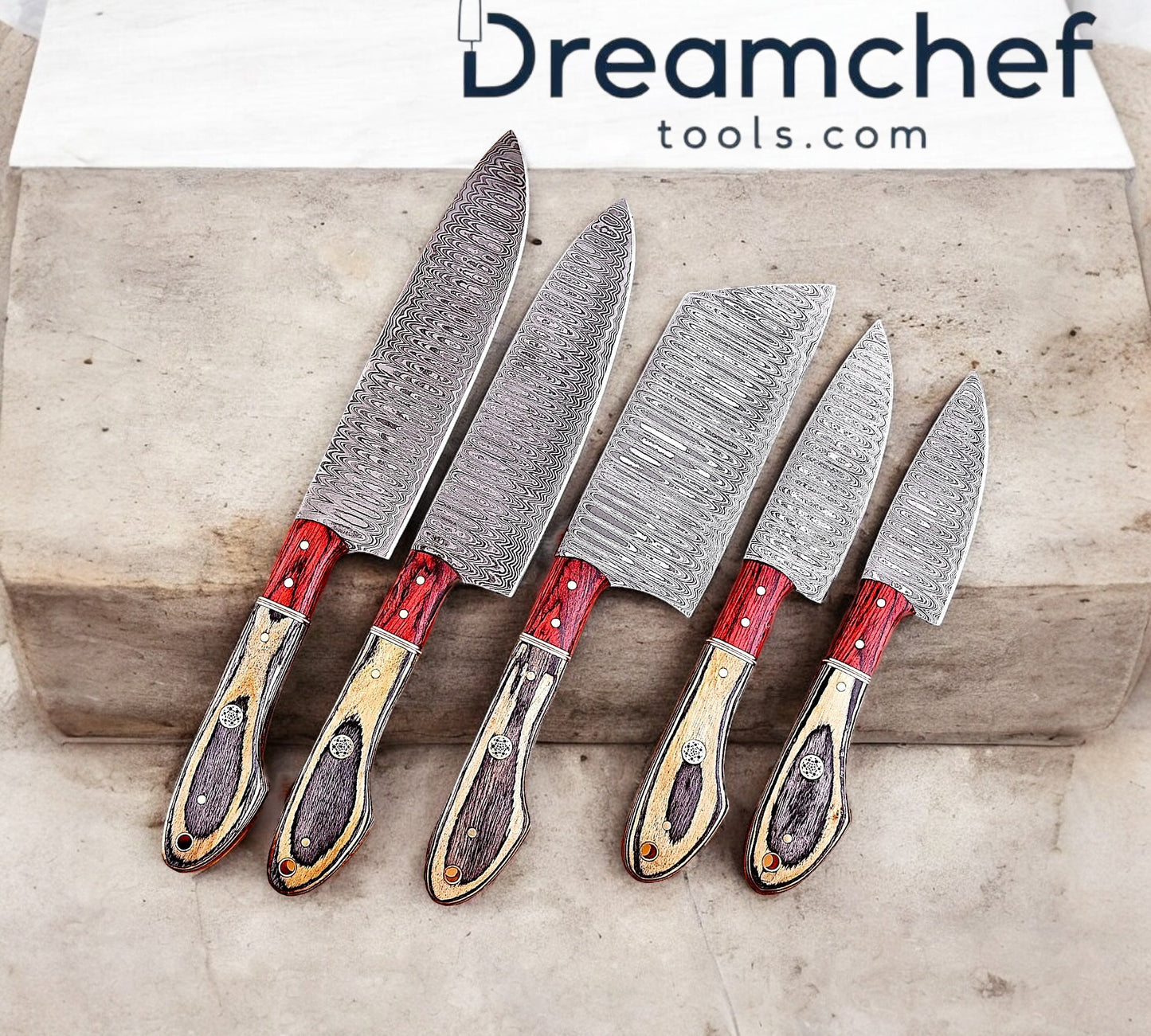 Best Japanese Kitchen Knives – 13” Handmade Damascus Steel Chef Knife with Pakkawood Handle & Leather Sheath