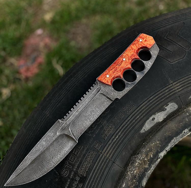 New Edition Damascus Tactical Knuckle Camping Knife with Full Tang handle best sale dreamcheftools