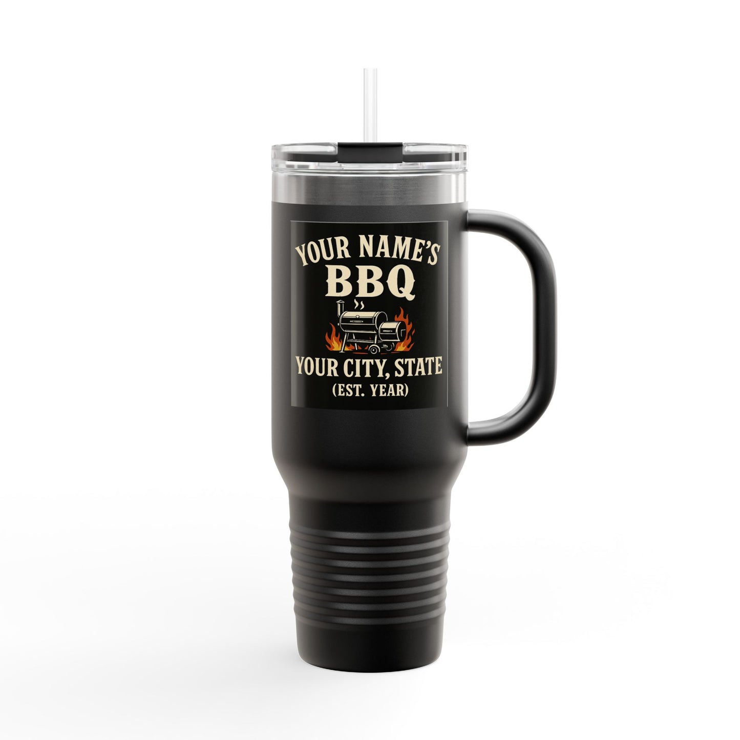 Personalized BBQ Insulated Travel Mug - 40oz Custom Drinkware