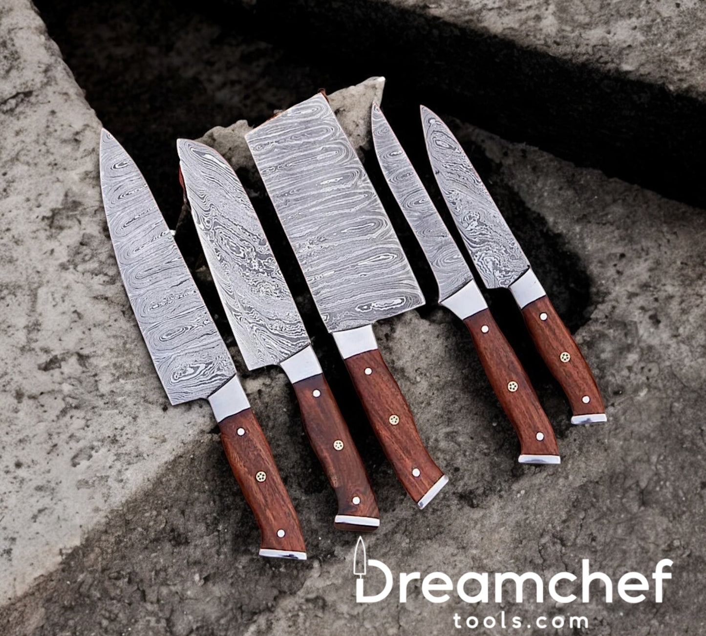 Best Knife Sets – 13” Handmade Damascus Steel Chef Knife with Rosewood Handle & Leather Sheath