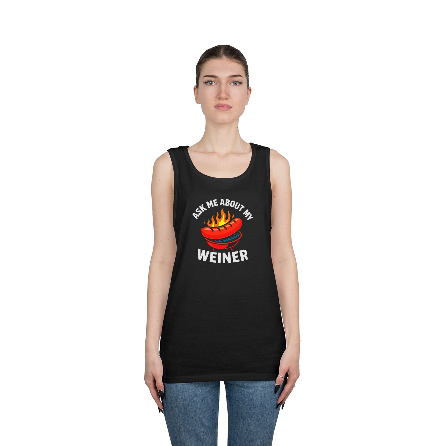 "Ask Me About My Weiner" Unisex Tank Top