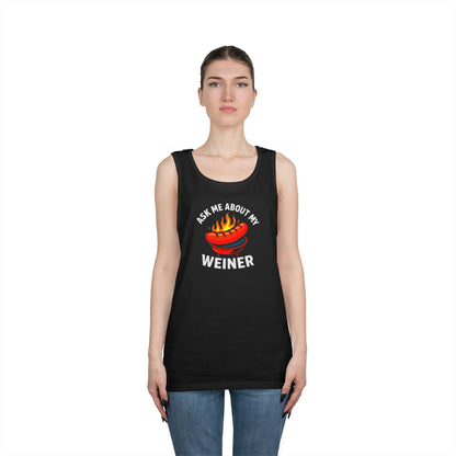"Ask Me About My Weiner" Unisex Tank Top