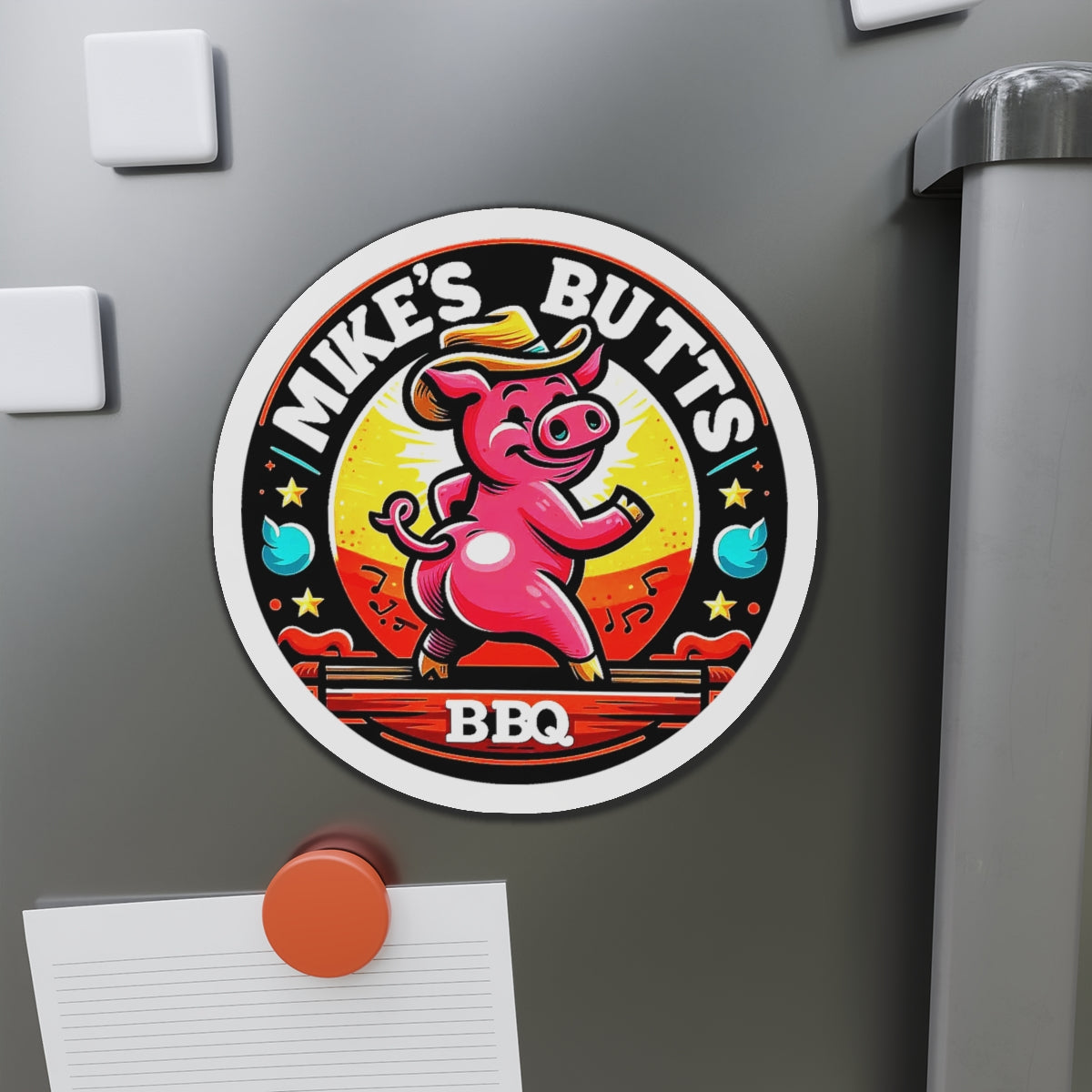 "Mike’s Butts BBQ" 6 inch Magnet