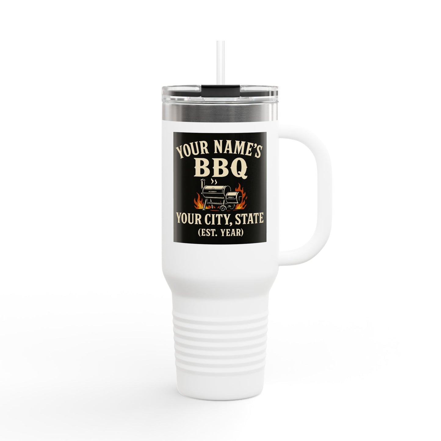 Personalized BBQ Insulated Travel Mug - 40oz Custom Drinkware