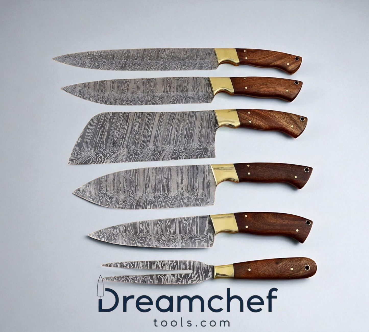 Zwilling Knife Sets – 13” Handmade Damascus Steel Chef Knife with Rosewood Handle & Leather Sheath