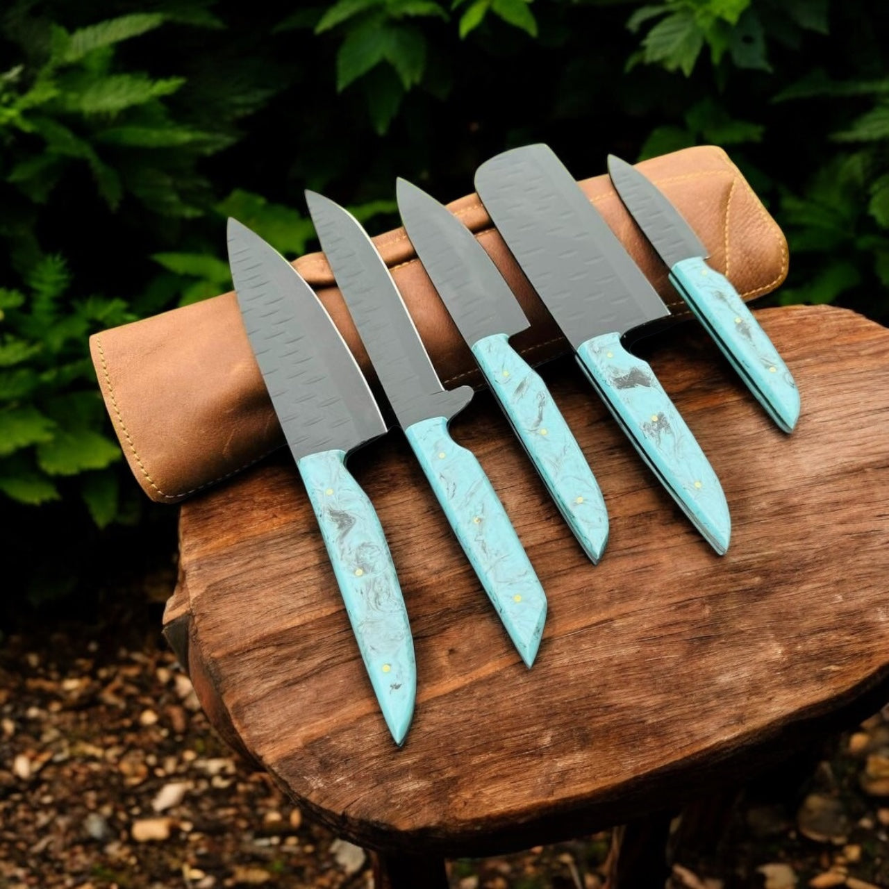 Premium Custom Knife Set for Chefs – Stainless Steel Blades & Leather Case