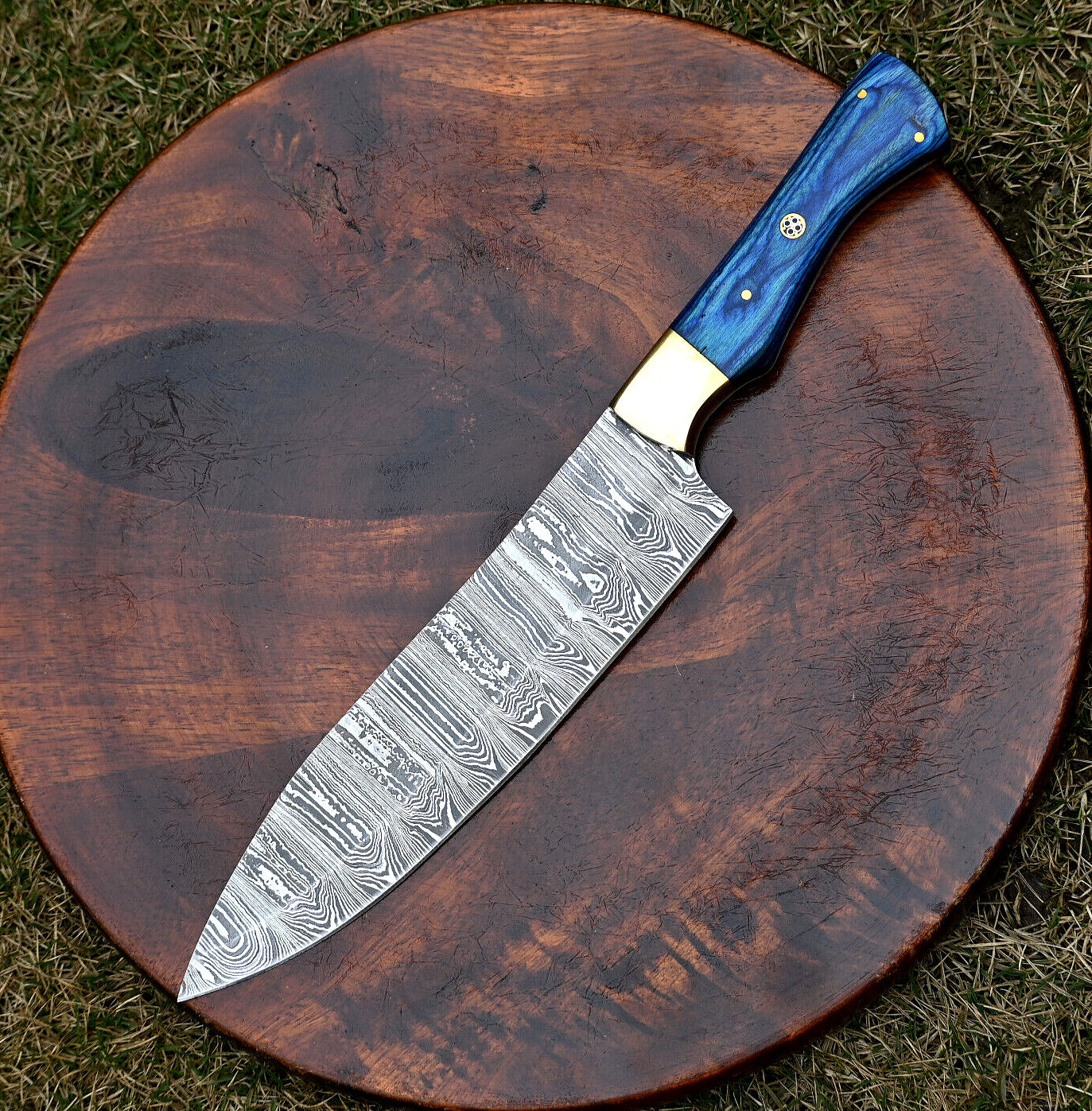 Custom Handmade Damascus Steel Chef Knife with 7" Blade and Pakkawood Handle