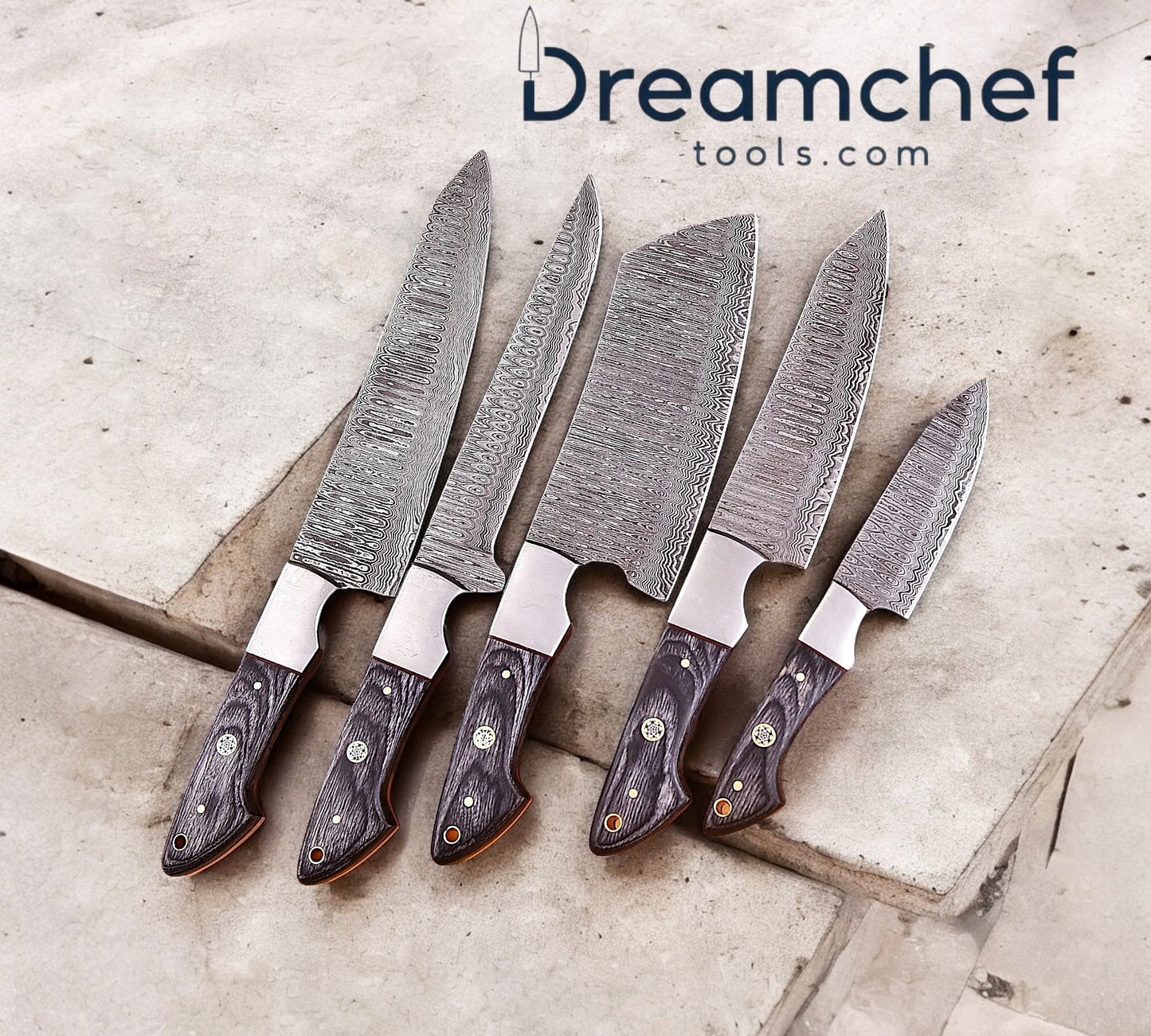 Great Kitchen Knife Set – Premium 13” Handmade Damascus Steel Chef Knife with Pakkawood Handle & Leather Sheath