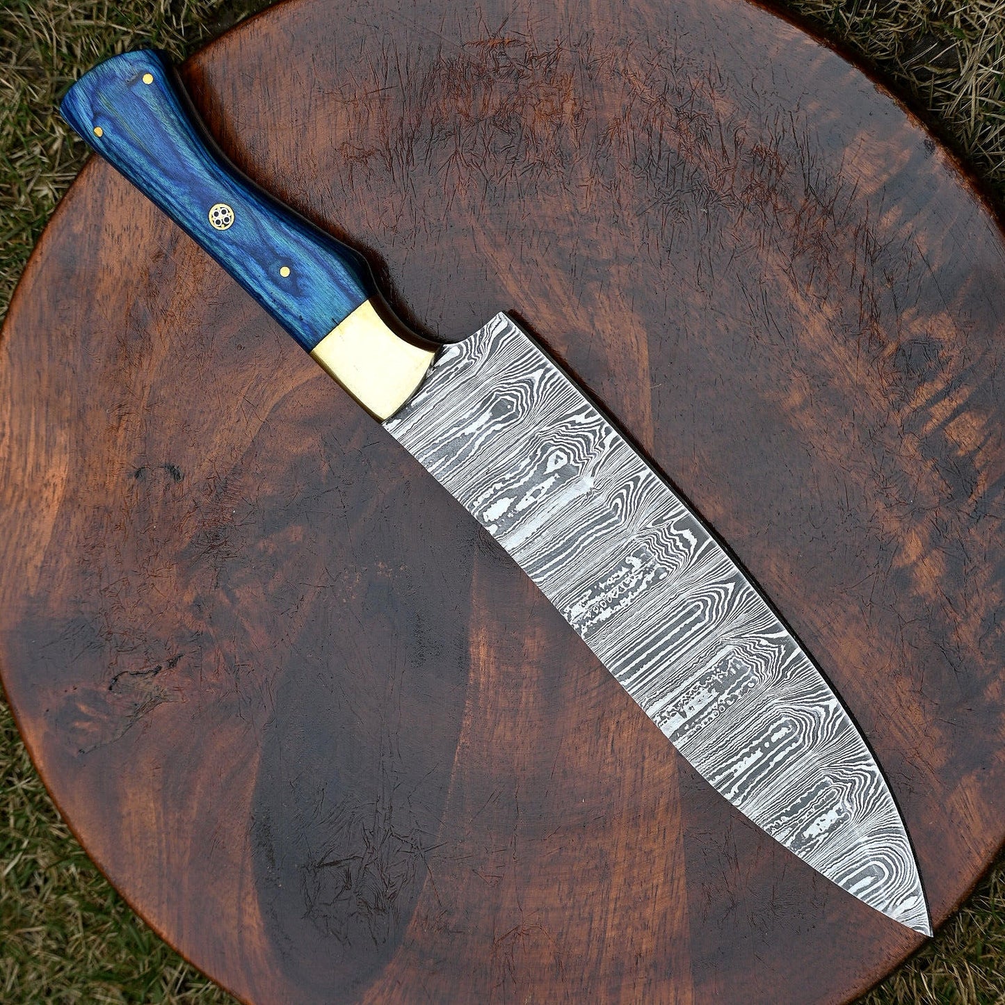 Custom Handmade Damascus Steel Chef Knife with 7" Blade and Pakkawood Handle