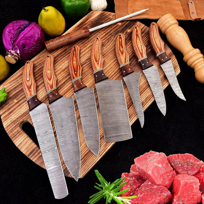 Custom Handmade Damascus Steel Chef’s Knife - 8" Blade