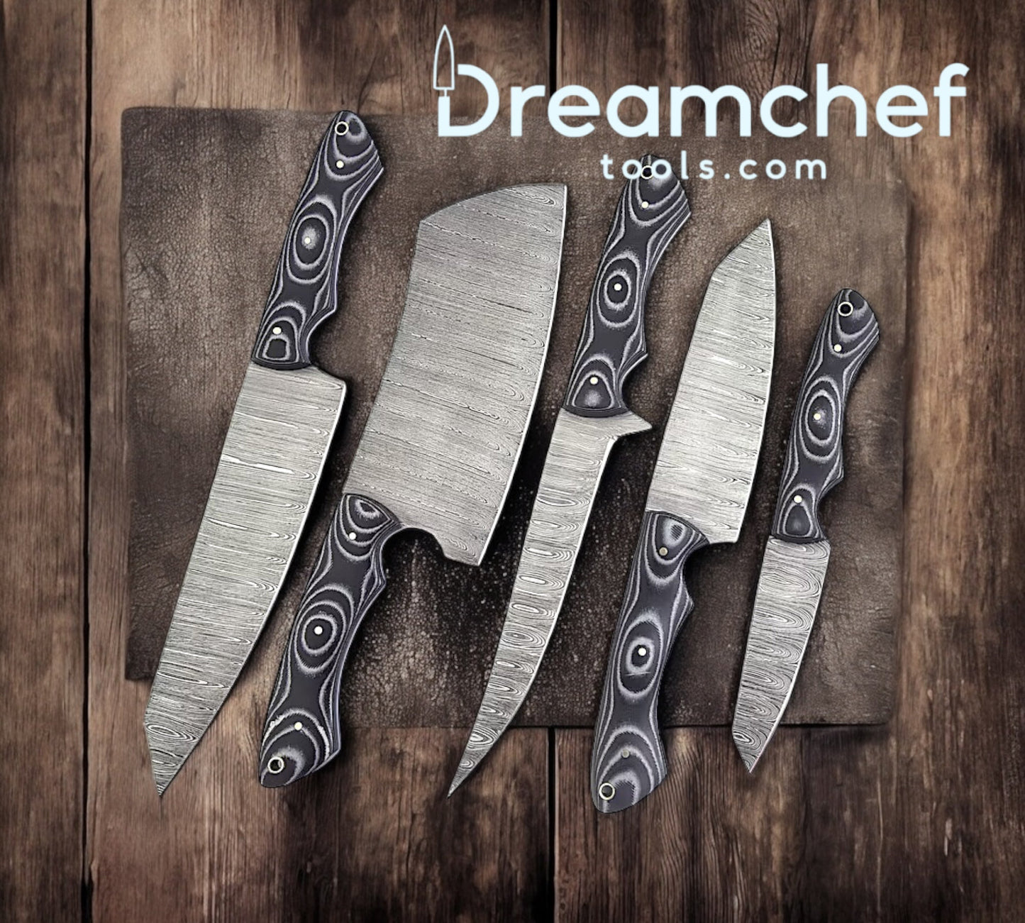 Best Japanese Knives Set – 13” Handmade Damascus Chef Knife with Wooden Handle & Leather Sheath