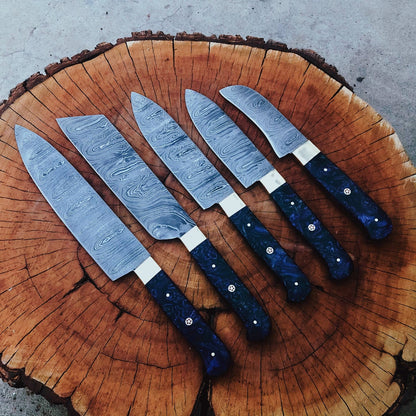 DAMASCUS KITCHEN CHEF KNIVES SET