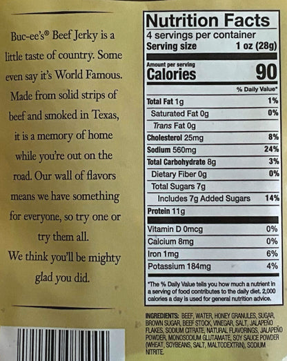 Buc-ee's Jalapeño Honey Beef Jerky