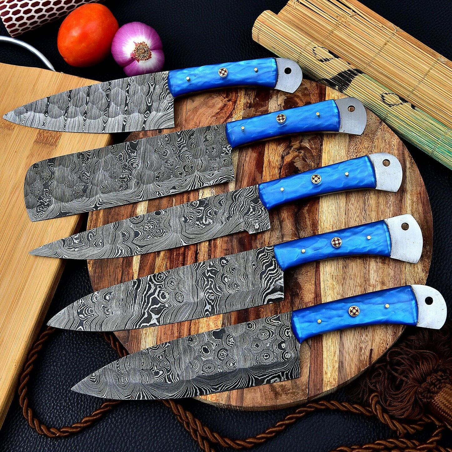 DAMASCUS KITCHEN CHEF KNIVES SET
