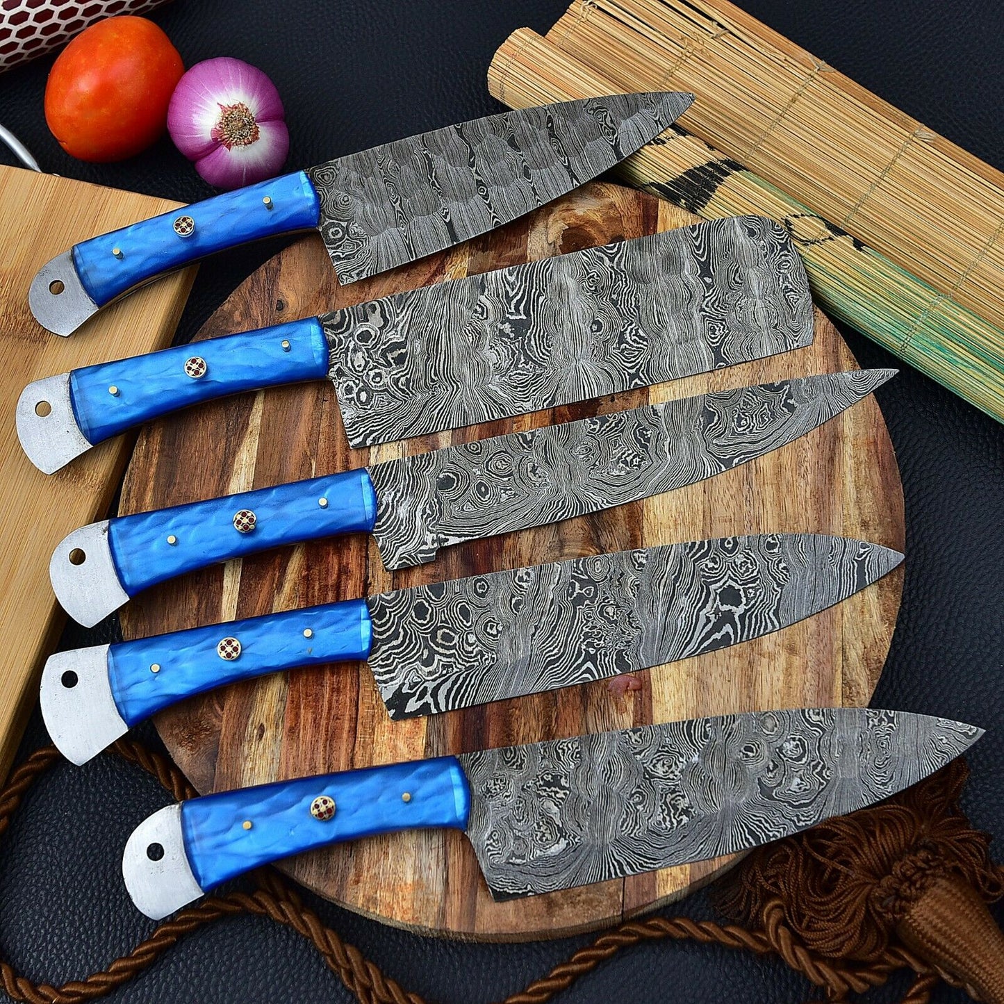 DAMASCUS KITCHEN CHEF KNIVES SET