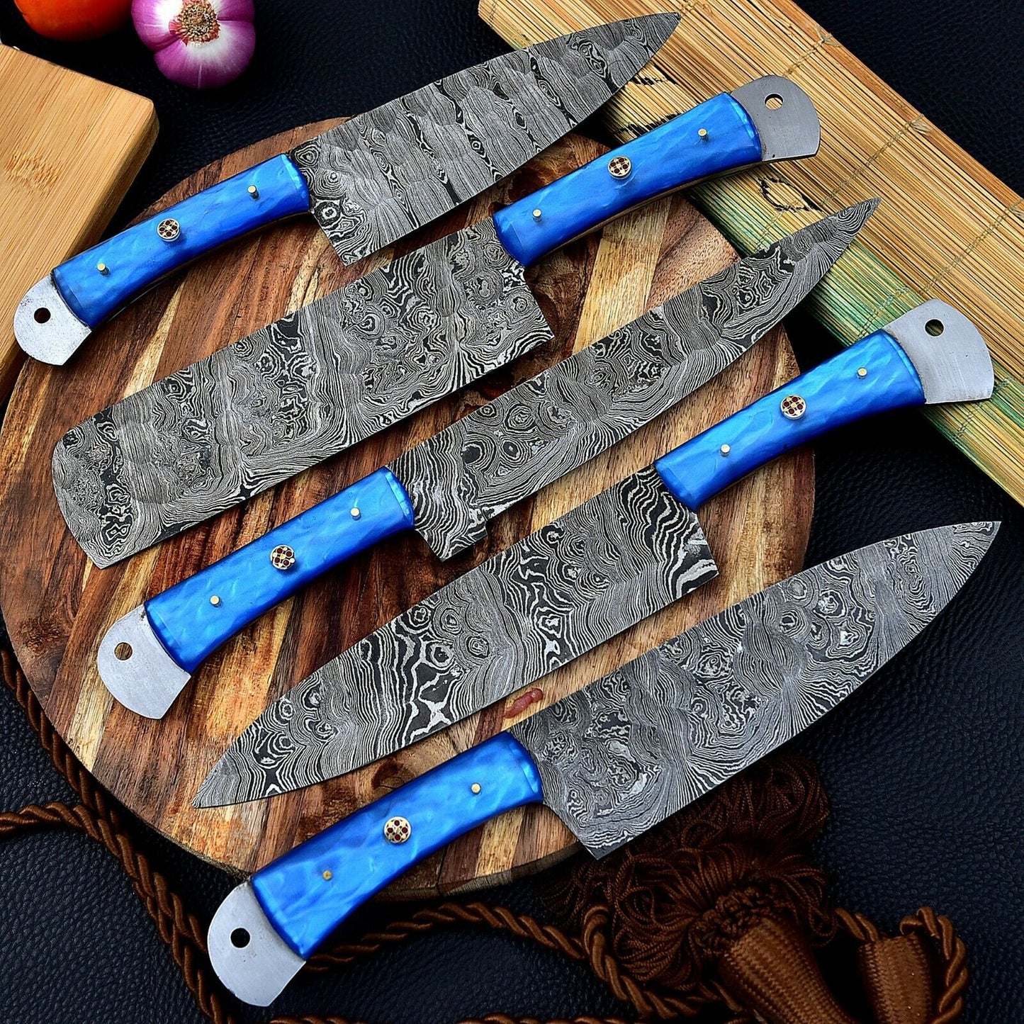 DAMASCUS KITCHEN CHEF KNIVES SET
