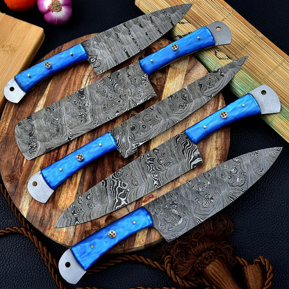 DAMASCUS KITCHEN CHEF KNIVES SET