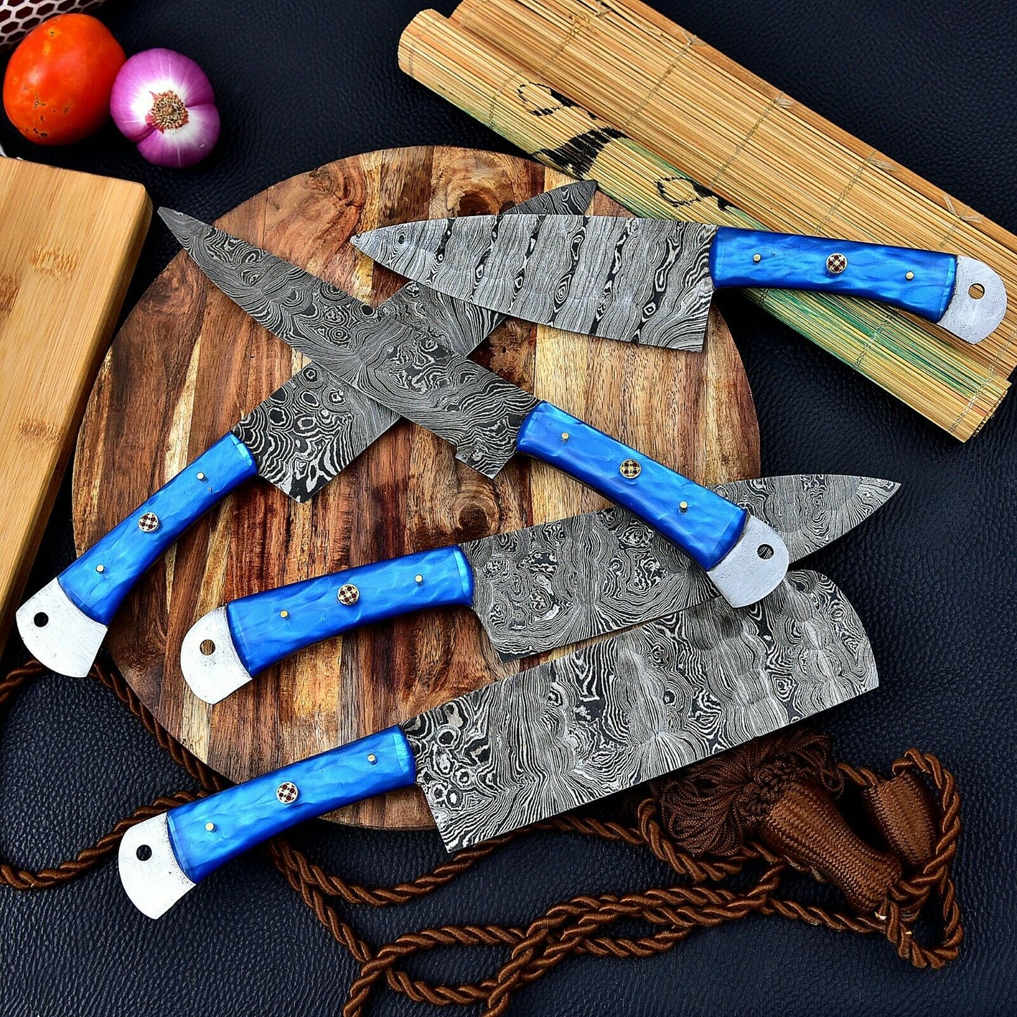 DAMASCUS KITCHEN CHEF KNIVES SET