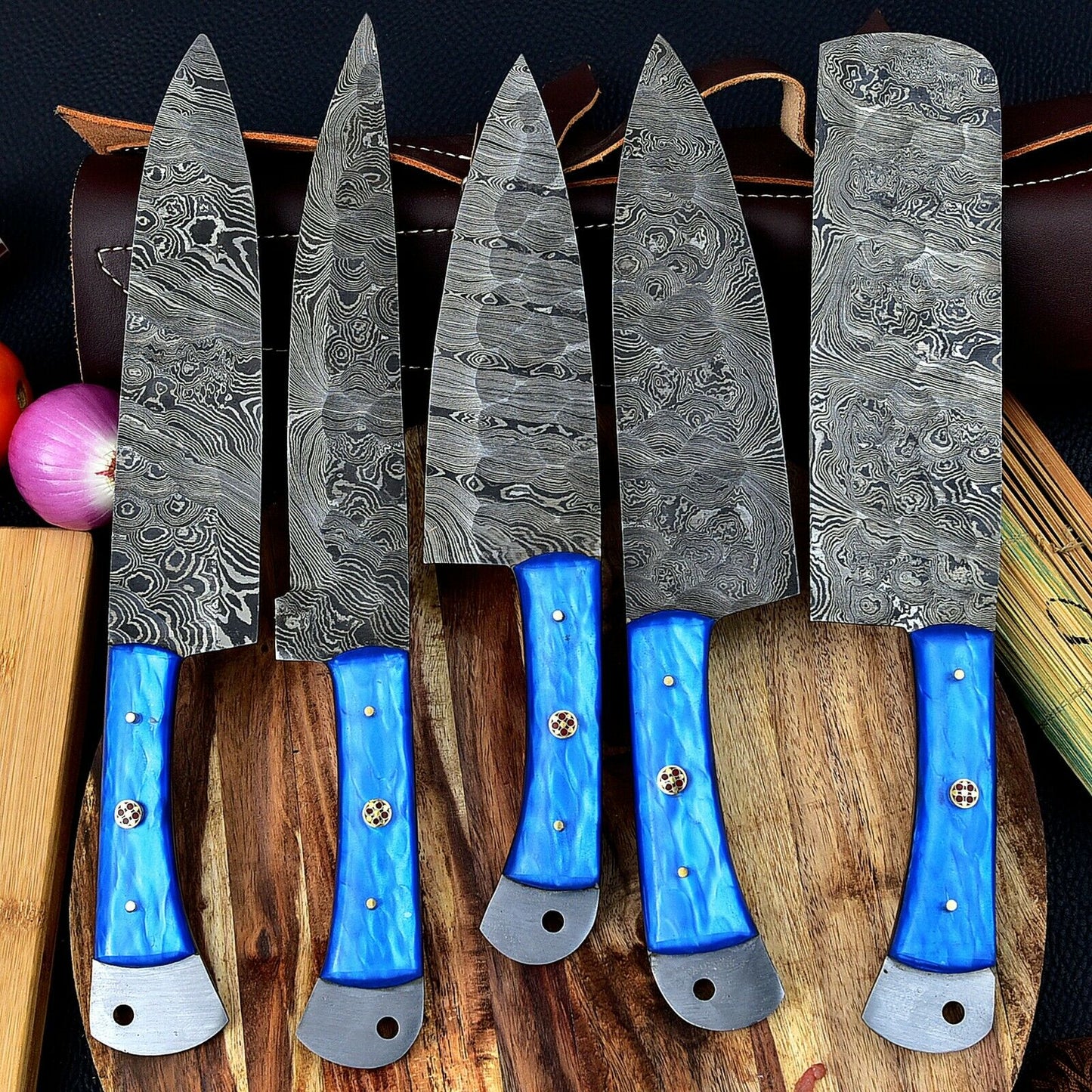 DAMASCUS KITCHEN CHEF KNIVES SET