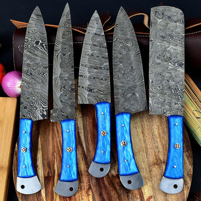 DAMASCUS KITCHEN CHEF KNIVES SET
