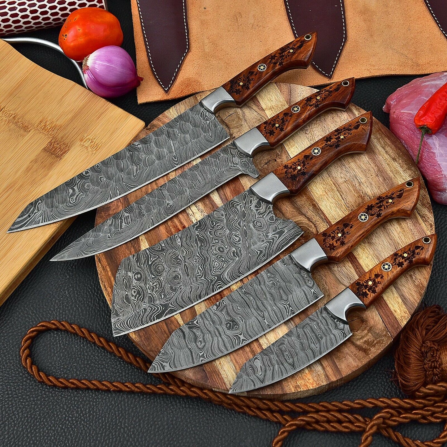 DAMASCUS KITCHEN CHEF KNIVES SET