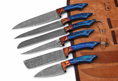 DAMASCUS KITCHEN CHEF KNIVES SET