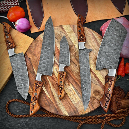 DAMASCUS KITCHEN CHEF KNIVES SET